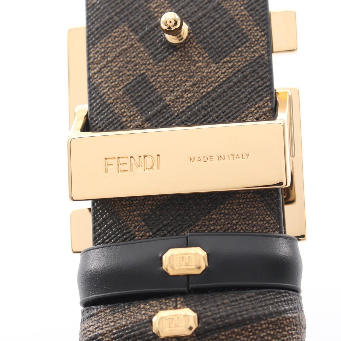 ラウンド FFベルトズッカ リバーシブル ベルト レザー PVC ブラック ブラウン フェンディ 財布・小物 FENDI