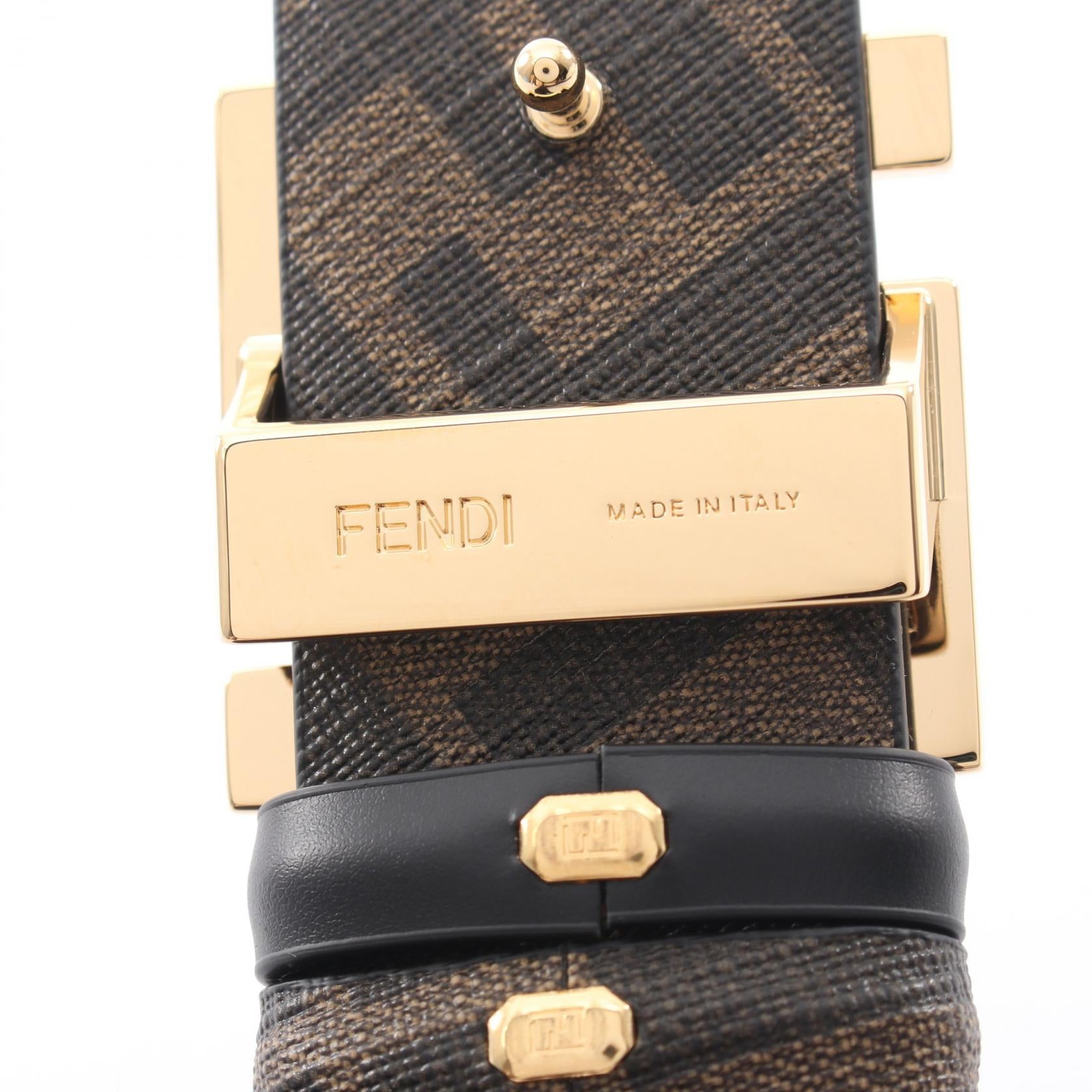 ラウンド FFベルトズッカ リバーシブル ベルト レザー PVC ブラック ブラウン フェンディ 財布・小物 FENDI