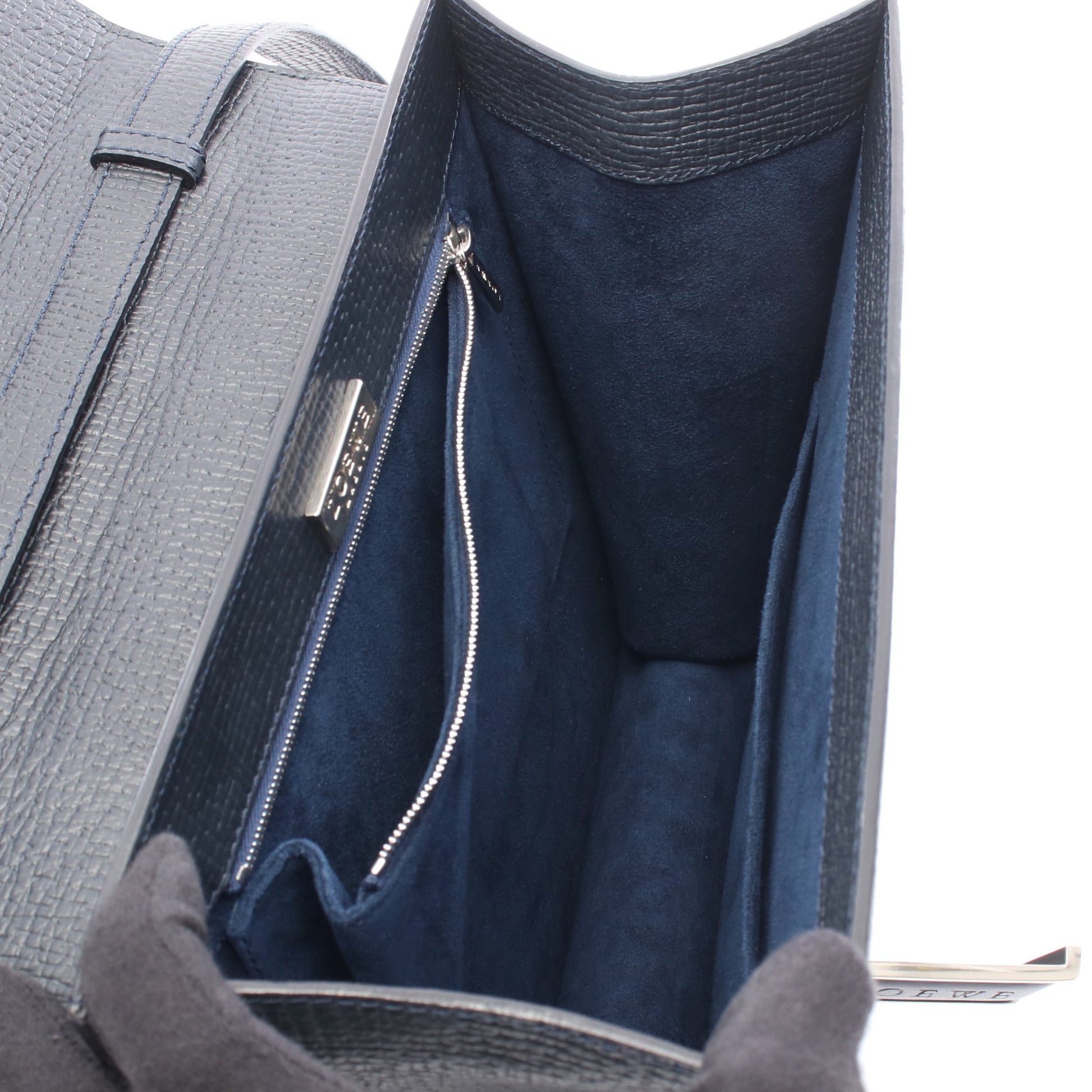 2WAY ハンドバッグ レザー ネイビー ロエベ バッグ LOEWE