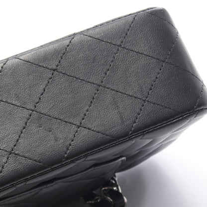 マトラッセ Wフラップ Wチェーンショルダーバッグ ラムスキン ブラック シルバー金具 シャネル バッグ CHANEL