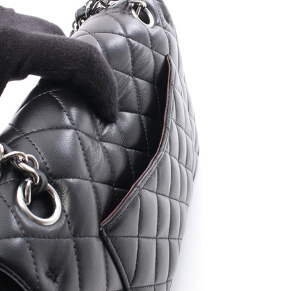 マトラッセ Wフラップ Wチェーンショルダーバッグ ラムスキン ブラック シルバー金具 シャネル バッグ CHANEL