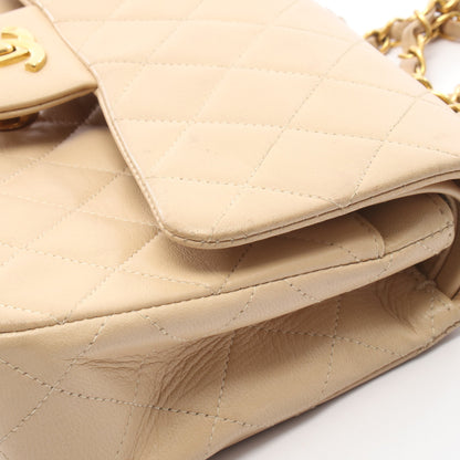 マトラッセ Wフラップ Wチェーンショルダーバッグ ラムスキン ライトベージュ ゴールド金具 シャネル バッグ CHANEL