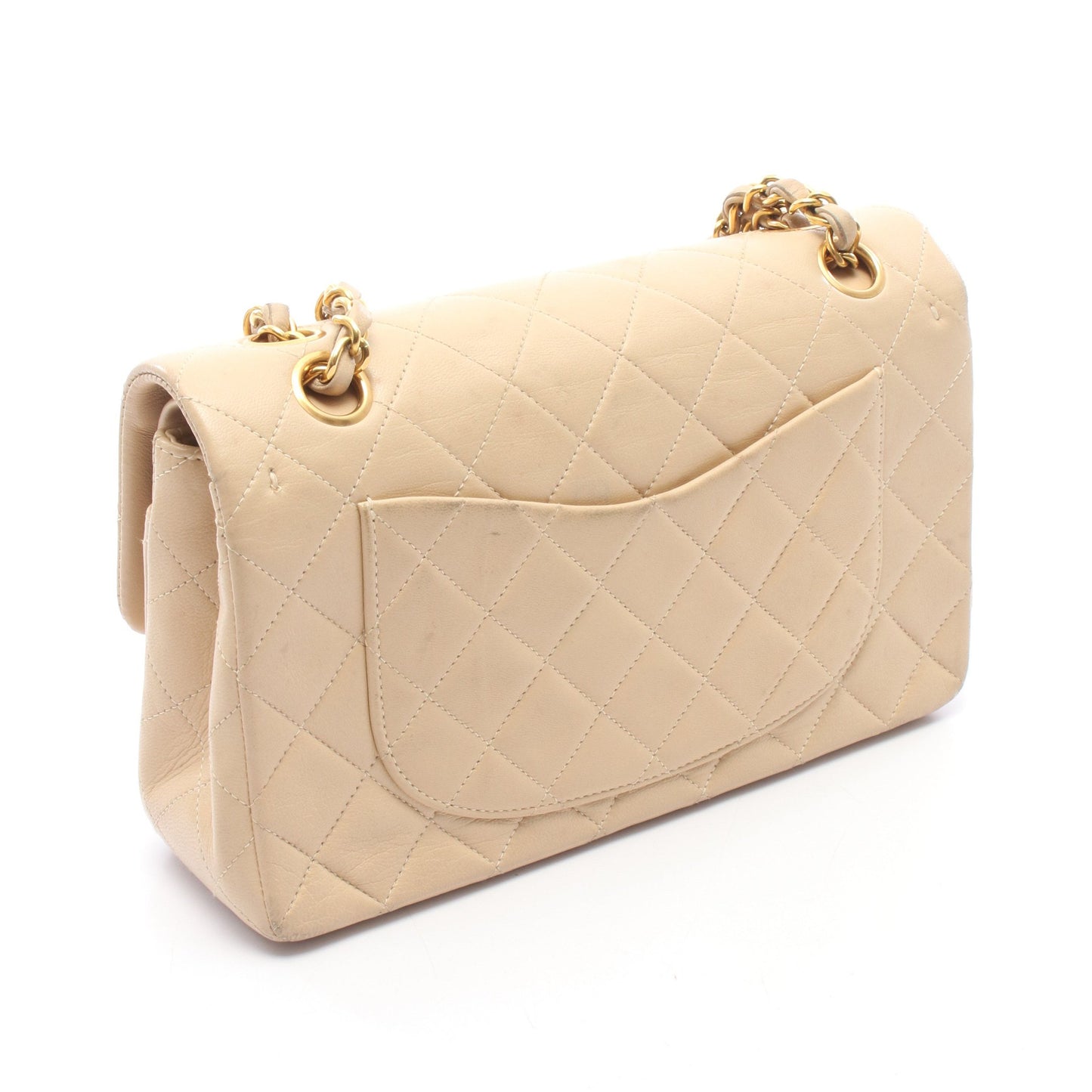 マトラッセ Wフラップ Wチェーンショルダーバッグ ラムスキン ライトベージュ ゴールド金具 シャネル バッグ CHANEL
