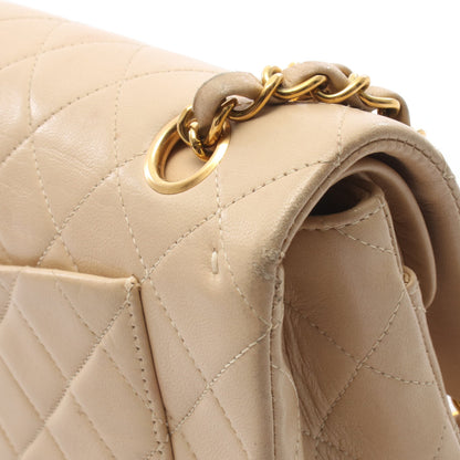 マトラッセ Wフラップ Wチェーンショルダーバッグ ラムスキン ライトベージュ ゴールド金具 シャネル バッグ CHANEL