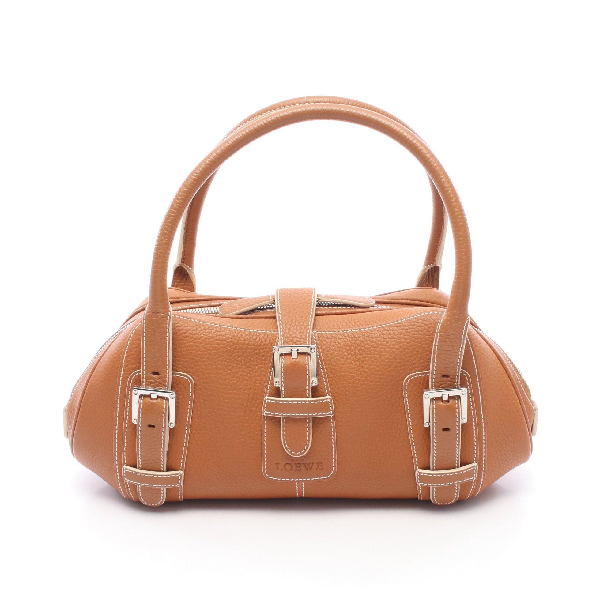 センダ ハンドバッグ レザー ブラウン ロエベ バッグ LOEWE