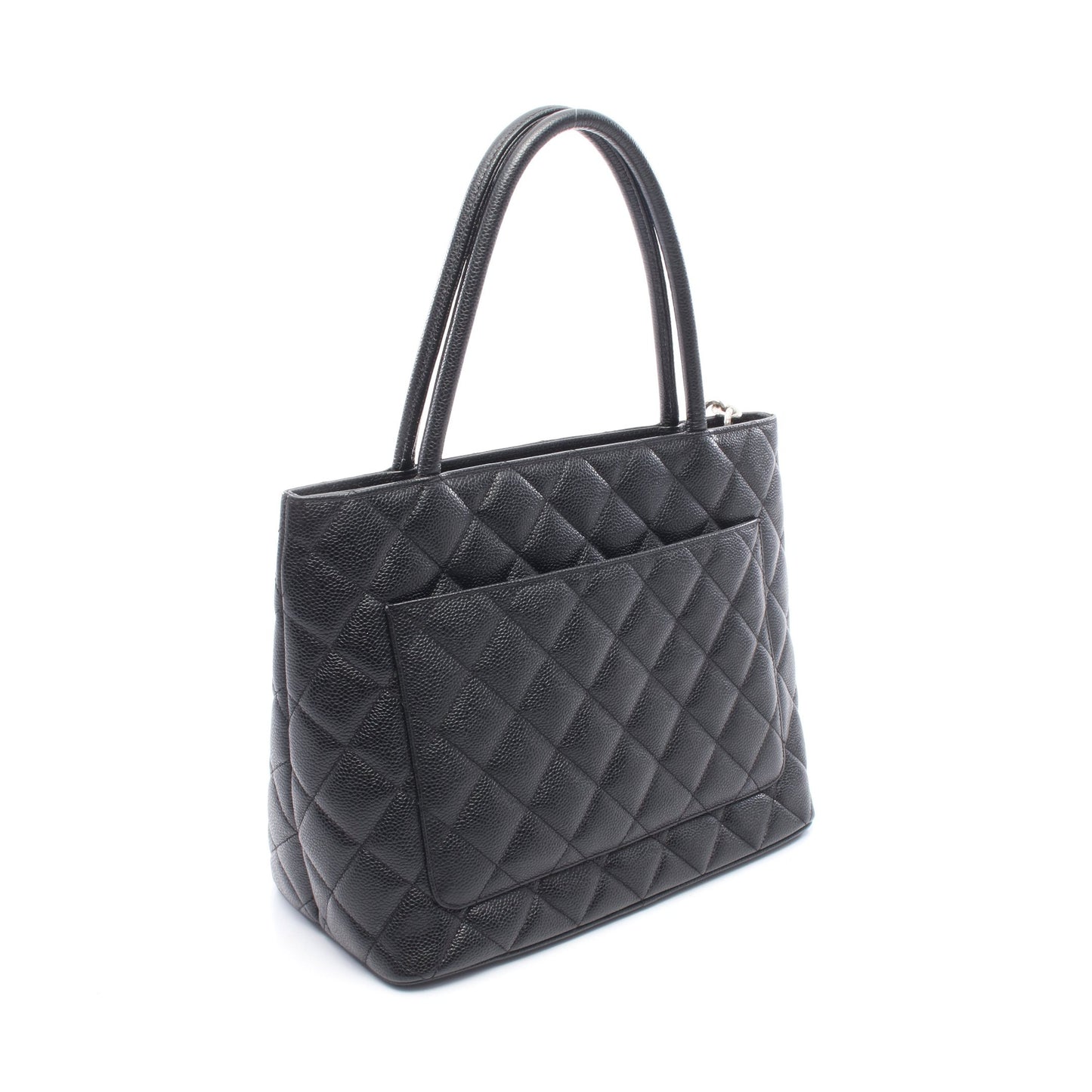 復刻トート ハンドバッグ トートバッグ キャビアスキン ブラック シルバー金具 シャネル バッグ CHANEL