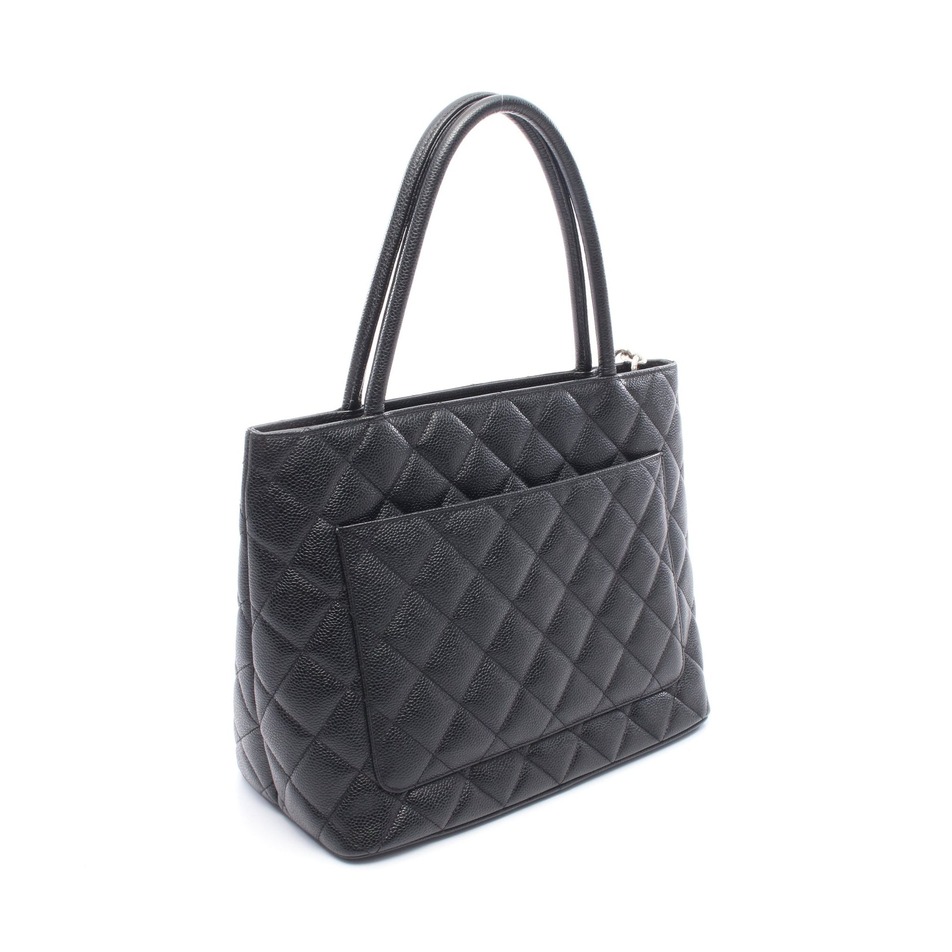 復刻トート ハンドバッグ トートバッグ キャビアスキン ブラック シルバー金具 シャネル バッグ CHANEL