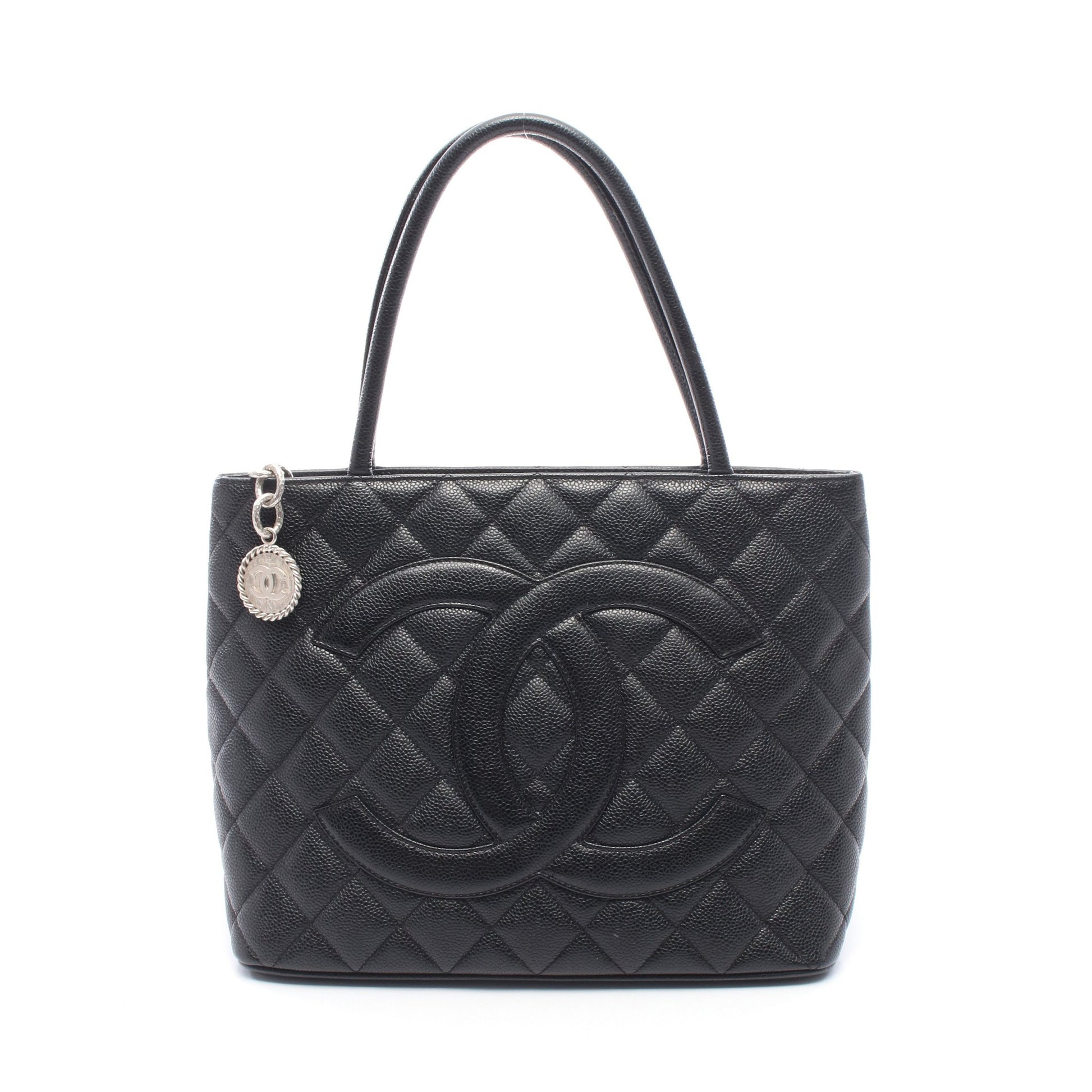 復刻トート ハンドバッグ トートバッグ キャビアスキン ブラック シルバー金具 シャネル バッグ CHANEL