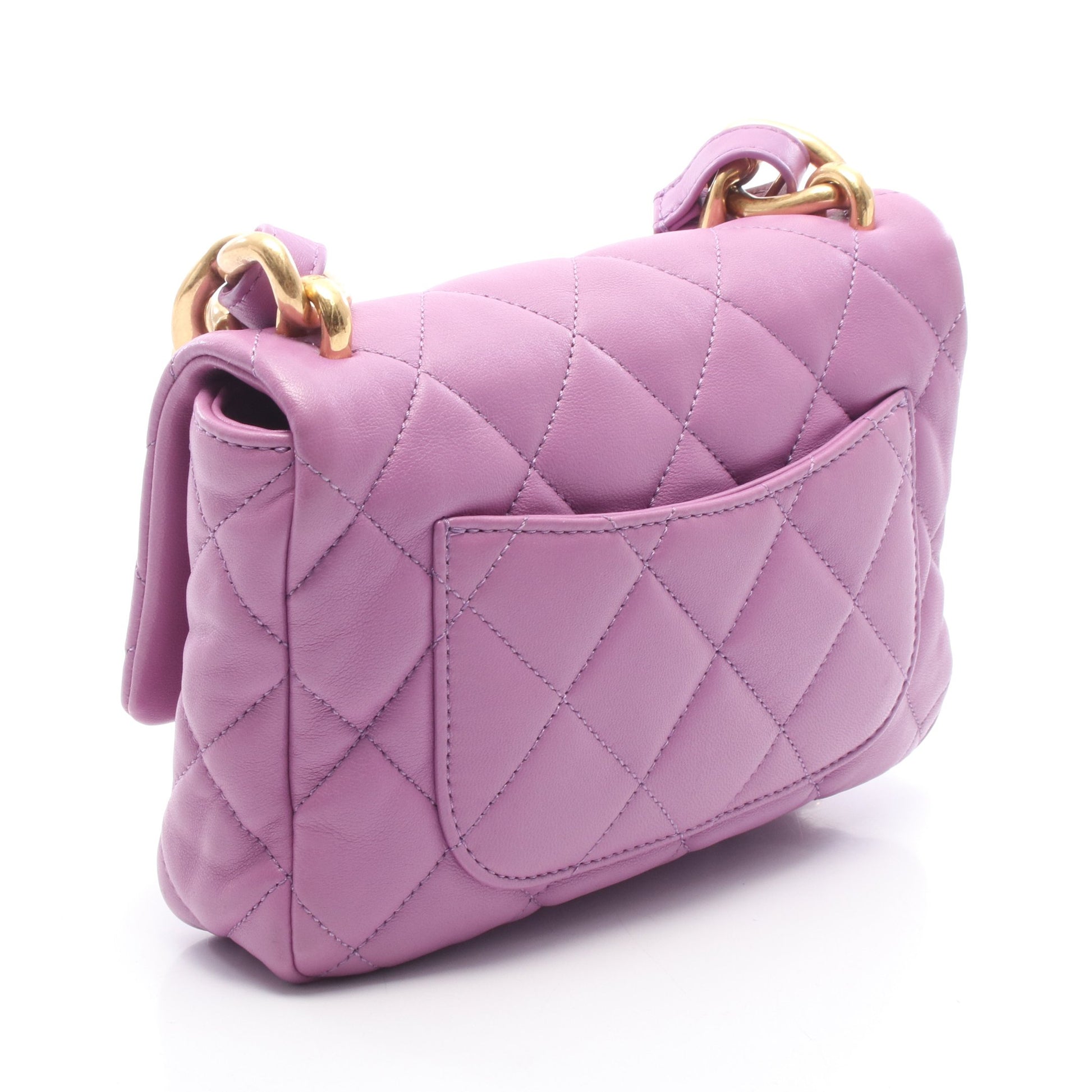 ミニマトラッセ チェーンショルダーバッグ ラムスキン パープル ゴールド金具 シャネル バッグ CHANEL