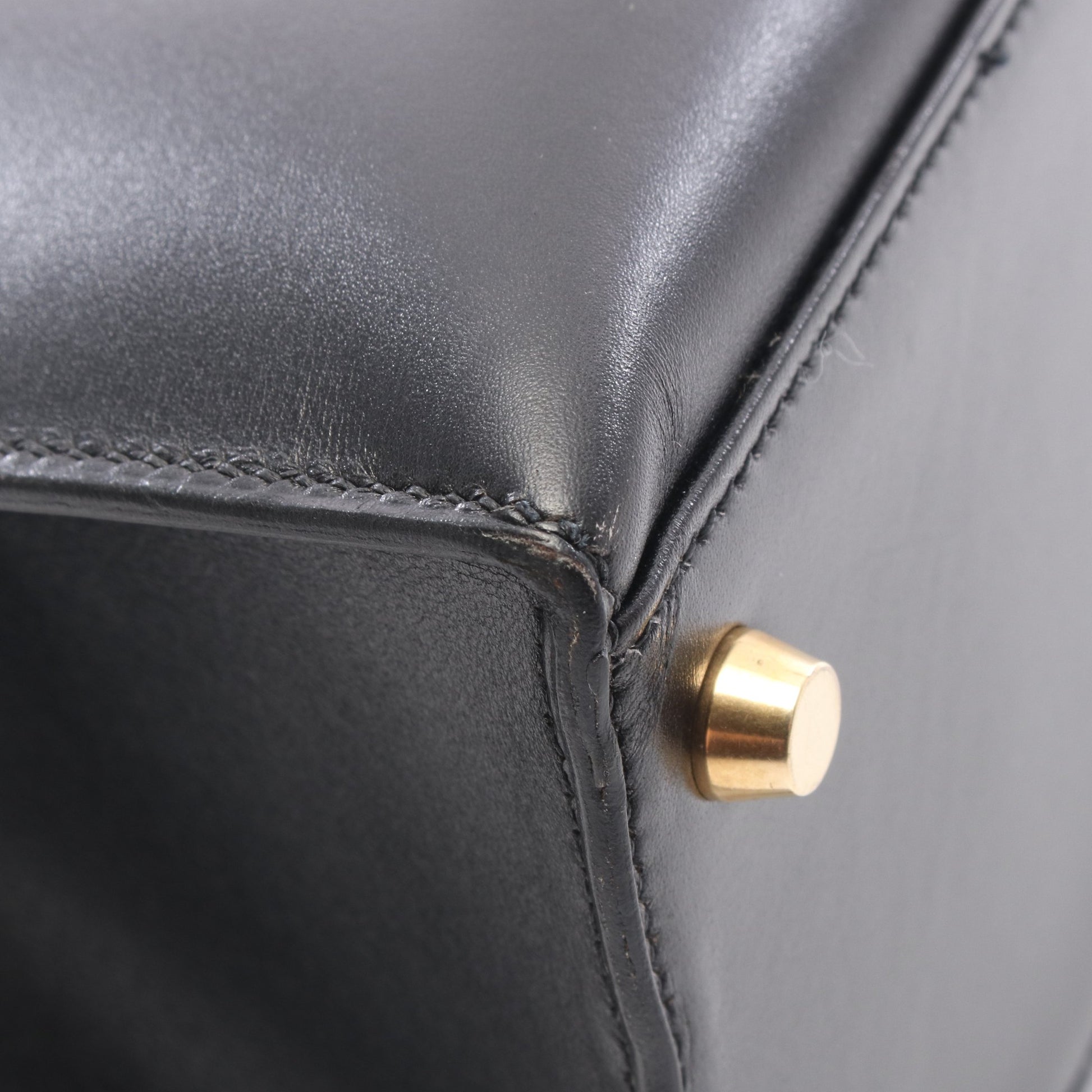 ケリー32 外縫い 2WAY ハンドバッグ ボックスカーフ ブラック ゴールド金具 □B刻印 エルメス バッグ HERMES