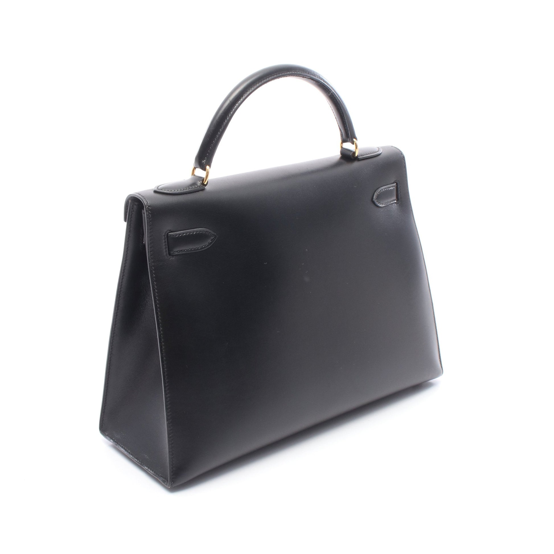 ケリー32 外縫い 2WAY ハンドバッグ ボックスカーフ ブラック ゴールド金具 □B刻印 エルメス バッグ HERMES
