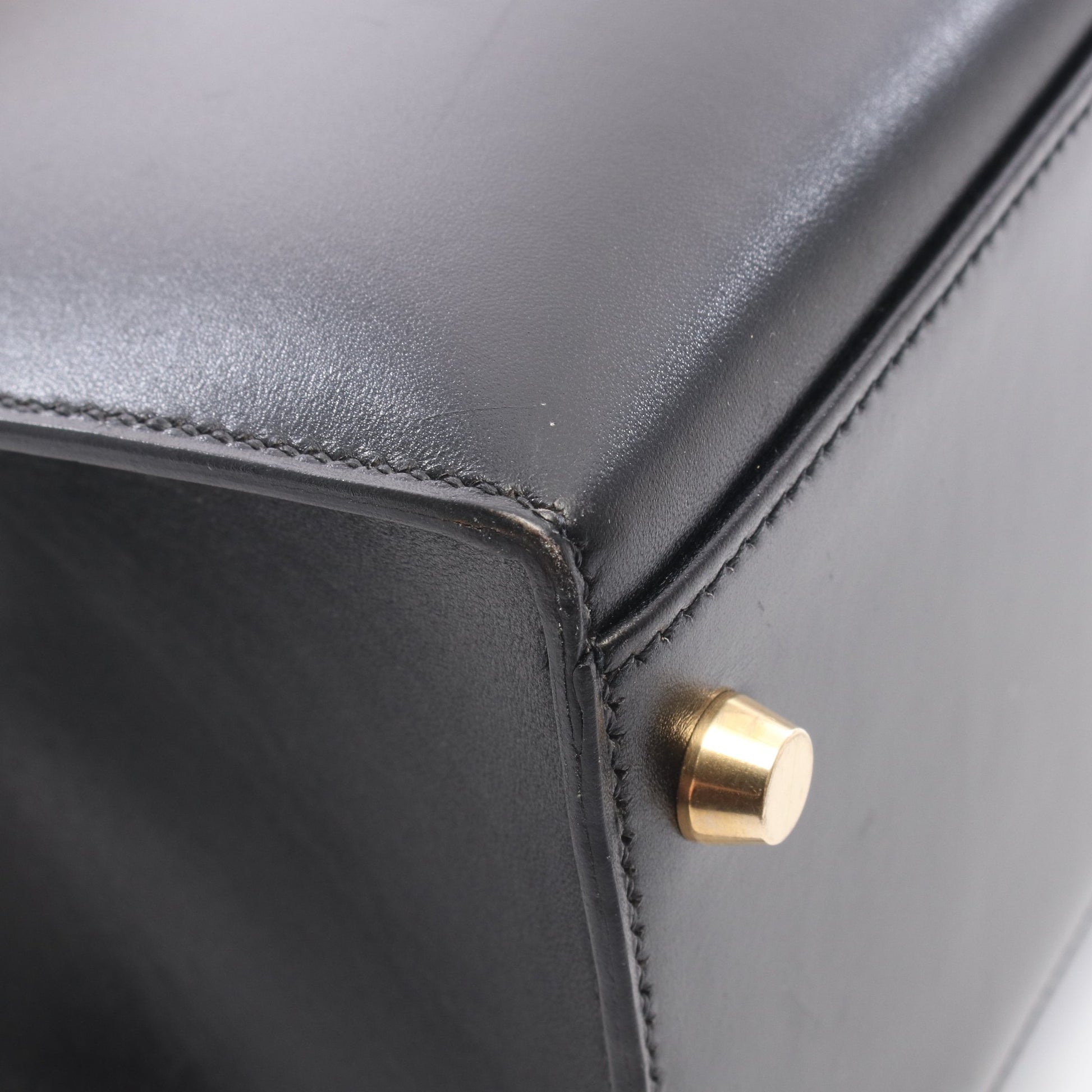 ケリー32 外縫い 2WAY ハンドバッグ ボックスカーフ ブラック ゴールド金具 □B刻印 エルメス バッグ HERMES