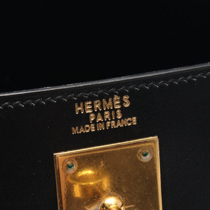 ケリー32 外縫い 2WAY ハンドバッグ ボックスカーフ ブラック ゴールド金具 □B刻印 エルメス バッグ HERMES