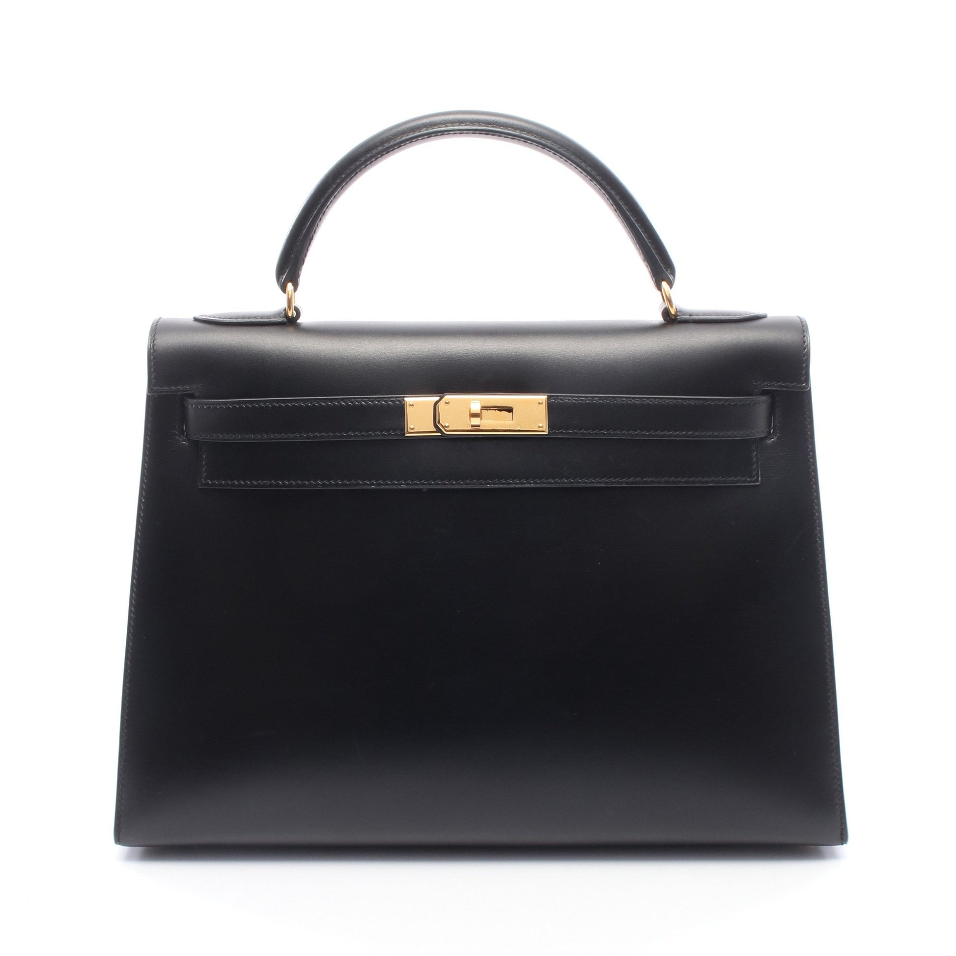 ケリー32 外縫い 2WAY ハンドバッグ ボックスカーフ ブラック ゴールド金具 □B刻印 エルメス バッグ HERMES