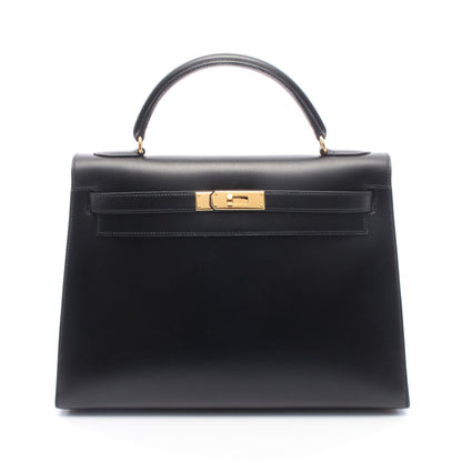 ケリー32 外縫い 2WAY ハンドバッグ ボックスカーフ ブラック ゴールド金具 □B刻印 エルメス バッグ HERMES