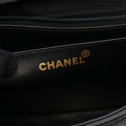 マドモアゼル Wチェーンショルダーバッグ キャビアスキン ブラック ゴールド金具 シャネル バッグ CHANEL
