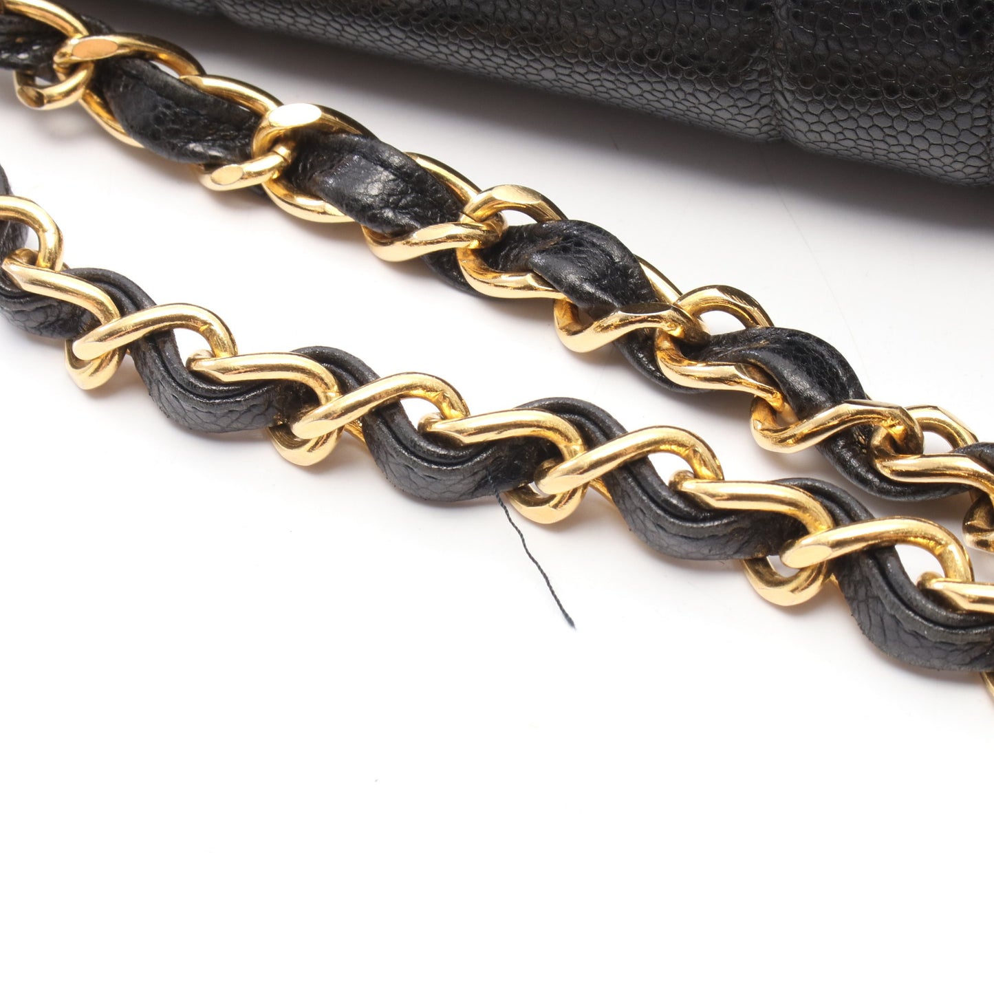マドモアゼル Wチェーンショルダーバッグ キャビアスキン ブラック ゴールド金具 シャネル バッグ CHANEL