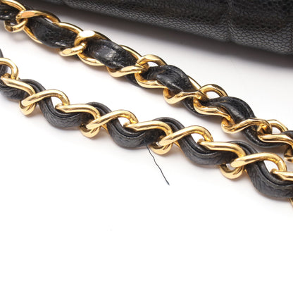 マドモアゼル Wチェーンショルダーバッグ キャビアスキン ブラック ゴールド金具 シャネル バッグ CHANEL