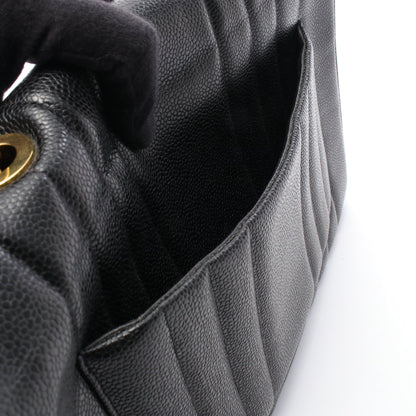 マドモアゼル Wチェーンショルダーバッグ キャビアスキン ブラック ゴールド金具 シャネル バッグ CHANEL