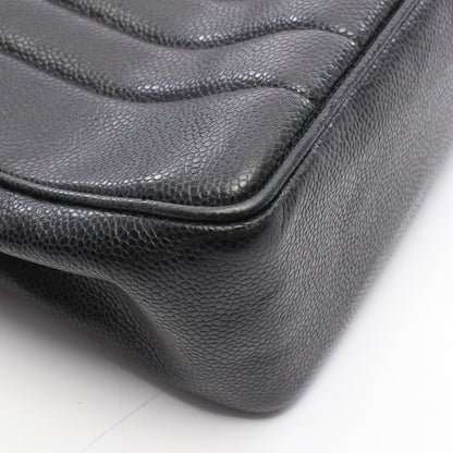 マドモアゼル Wチェーンショルダーバッグ キャビアスキン ブラック ゴールド金具 シャネル バッグ CHANEL