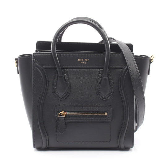 ラゲージ ナノショッパー 2WAY ハンドバッグ レザー ブラック セリーヌ バッグ CELINE