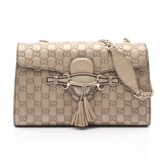 エミリー ホースビット グッチシマ チェーンショルダーバッグ レザー ゴールド グッチ バッグ GUCCI