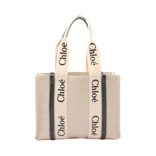 WOODY ウッディ ミディアム トート ショルダーバッグ トートバッグ キャンバス ベージュ ブラック クロエ バッグ Chloe