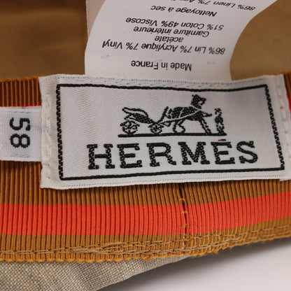 バケットハット 帽子 リネン ベージュ エルメス 財布・小物 HERMES