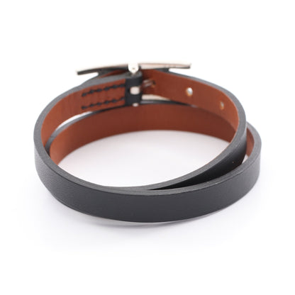 ビーアピ ドゥブルトゥール シルバー金具 リバーシブル ブレスレット レザー ブラック エルメス