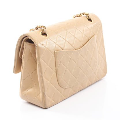 マトラッセ Wフラップ Wチェーンショルダーバッグ ラムスキン ベージュ ゴールド金具 シャネル バッグ CHANEL