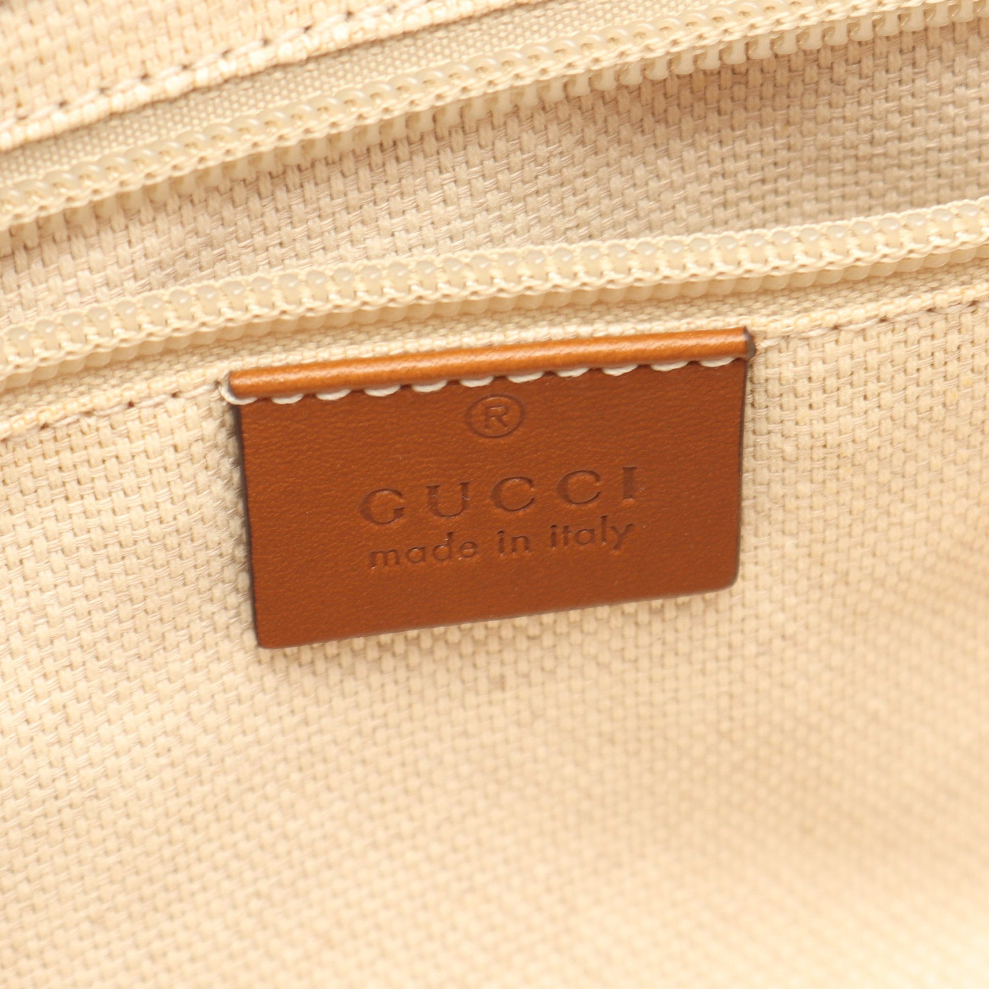 Gキャンバス シェリーライン ショルダーバッグ キャンバス レザー ベージュ ライトブラウン グッチ バッグ GUCCI