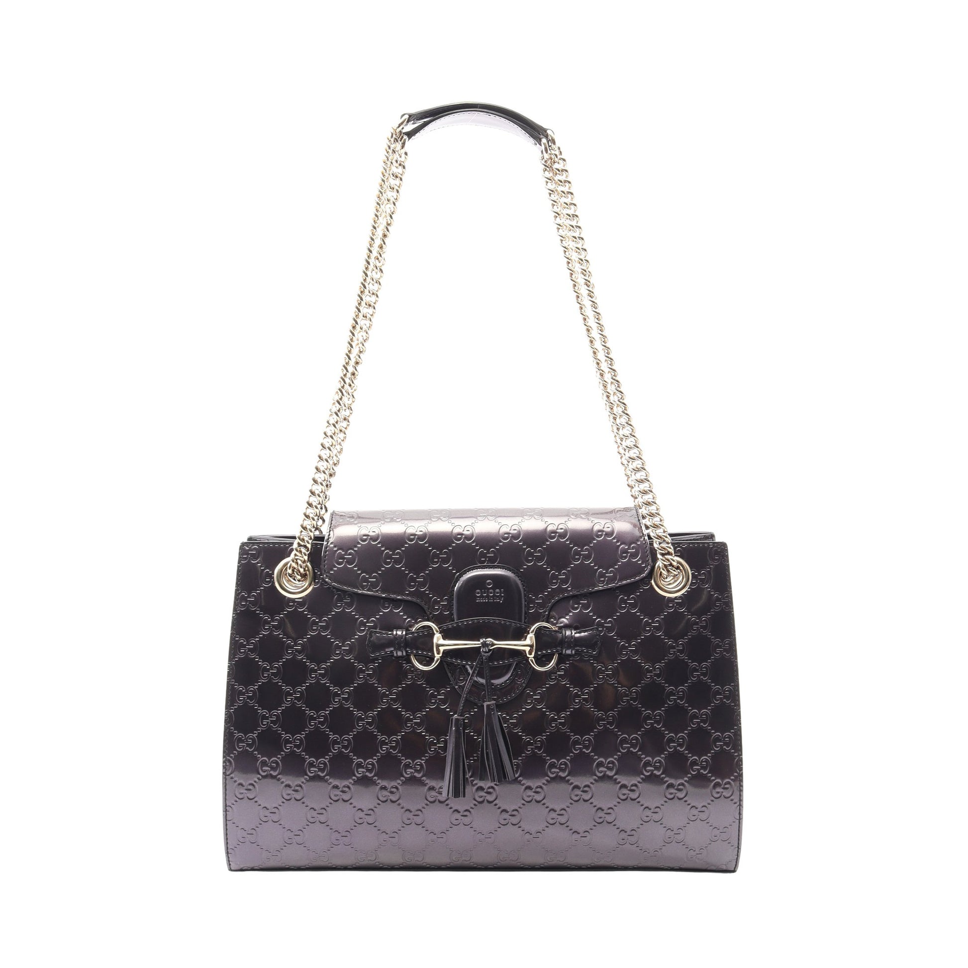 EMILY エミリー グッチシマ チェーンショルダーバッグ レザー パープル グッチ バッグ GUCCI