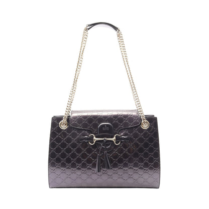 EMILY エミリー グッチシマ チェーンショルダーバッグ レザー パープル グッチ バッグ GUCCI