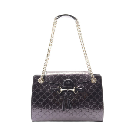 EMILY エミリー グッチシマ チェーンショルダーバッグ レザー パープル グッチ バッグ GUCCI