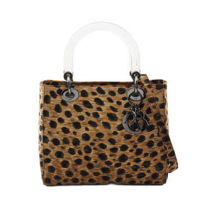 LADY DIOR レディディオール レオパード 2WAY ハンドバッグ キャンバス ベージュ ブラック クリスチャンディオール バッグ Christian Dior