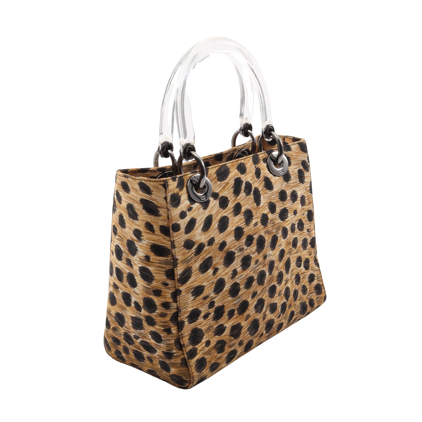LADY DIOR レディディオール レオパード 2WAY ハンドバッグ キャンバス ベージュ ブラック クリスチャンディオール バッグ Christian Dior