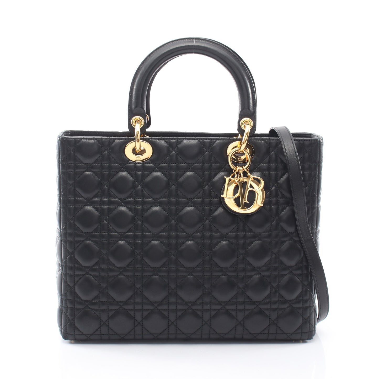 レディディオール ラージ カナージュ ラージ 2WAY ハンドバッグ レザー ブラック クリスチャンディオール バッグ Christian Dior
