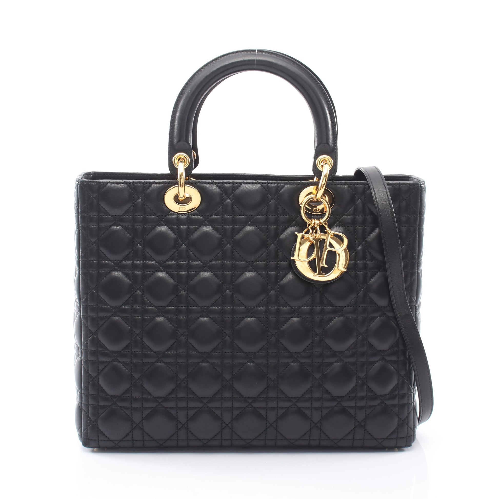 レディディオール ラージ カナージュ ラージ 2WAY ハンドバッグ レザー ブラック クリスチャンディオール バッグ Christian Dior