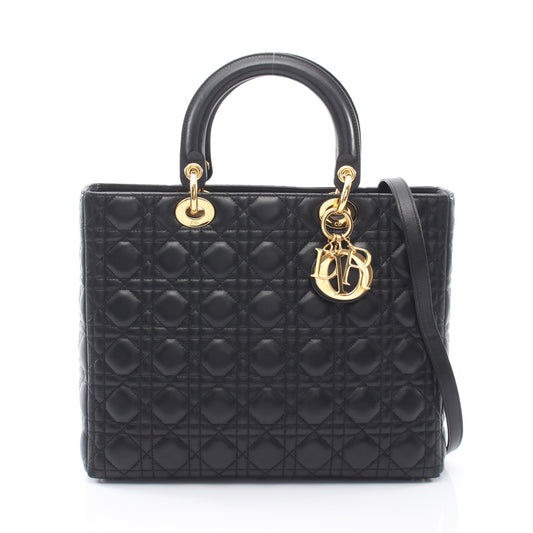 レディディオール ラージ カナージュ ラージ 2WAY ハンドバッグ レザー ブラック クリスチャンディオール バッグ Christian Dior