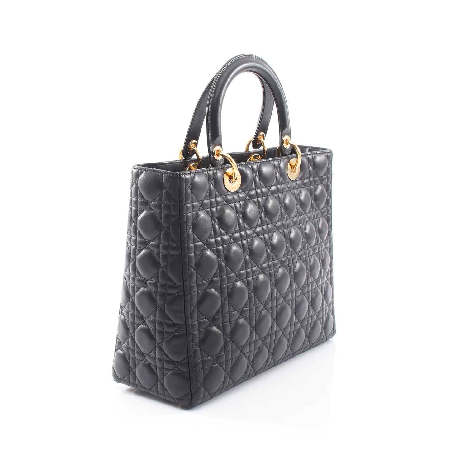 レディディオール ラージ カナージュ ラージ 2WAY ハンドバッグ レザー ブラック クリスチャンディオール バッグ Christian Dior