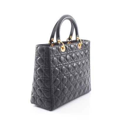 レディディオール ラージ カナージュ ラージ 2WAY ハンドバッグ レザー ブラック クリスチャンディオール バッグ Christian Dior