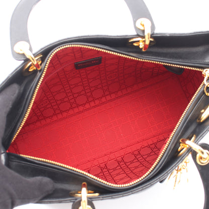 レディディオール ラージ カナージュ ラージ 2WAY ハンドバッグ レザー ブラック クリスチャンディオール バッグ Christian Dior