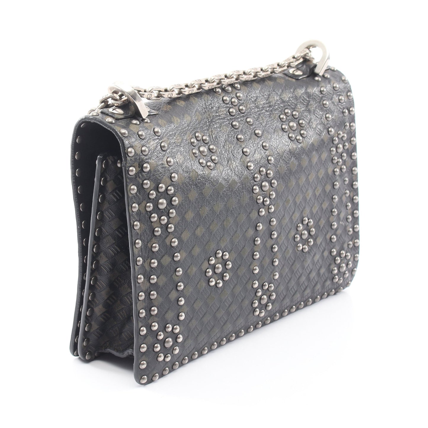 J'ADIOR 2WAY スタッズ チェーンショルダーバッグ レザー ブラック カーキグリーン クリスチャンディオール バッグ Christian Dior