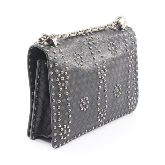 J'ADIOR 2WAY スタッズ チェーンショルダーバッグ レザー ブラック カーキグリーン クリスチャンディオール バッグ Christian Dior