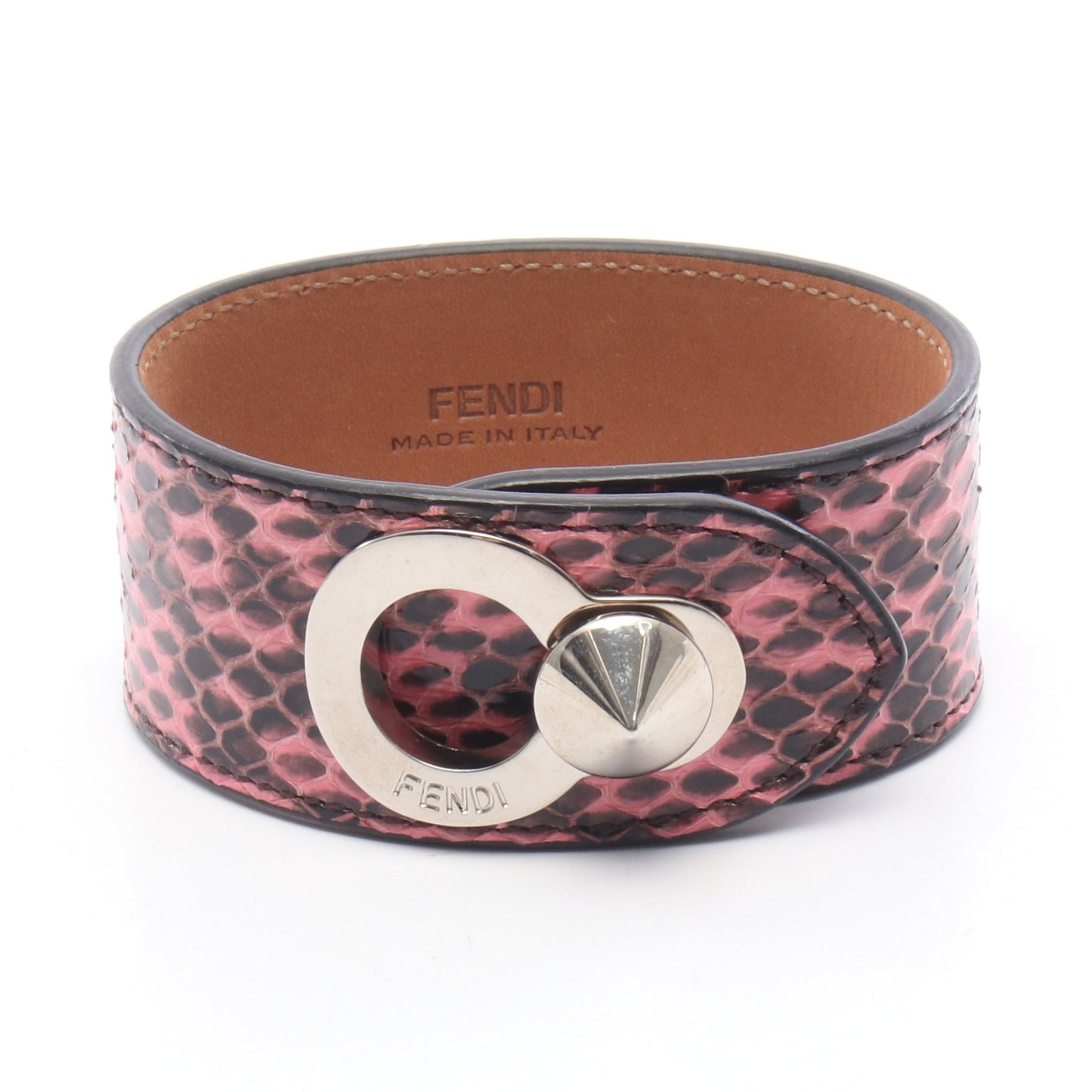 マンシェット ブレスレット パイソン ピンク ブラック シルバー フェンディ アクセサリー FENDI