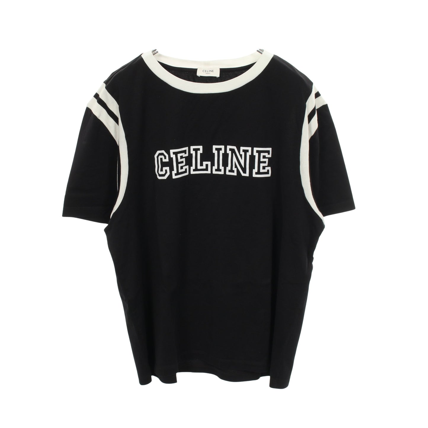 ルーズ ロゴプリント 半袖Tシャツ コットン ブラック ホワイト セリーヌ