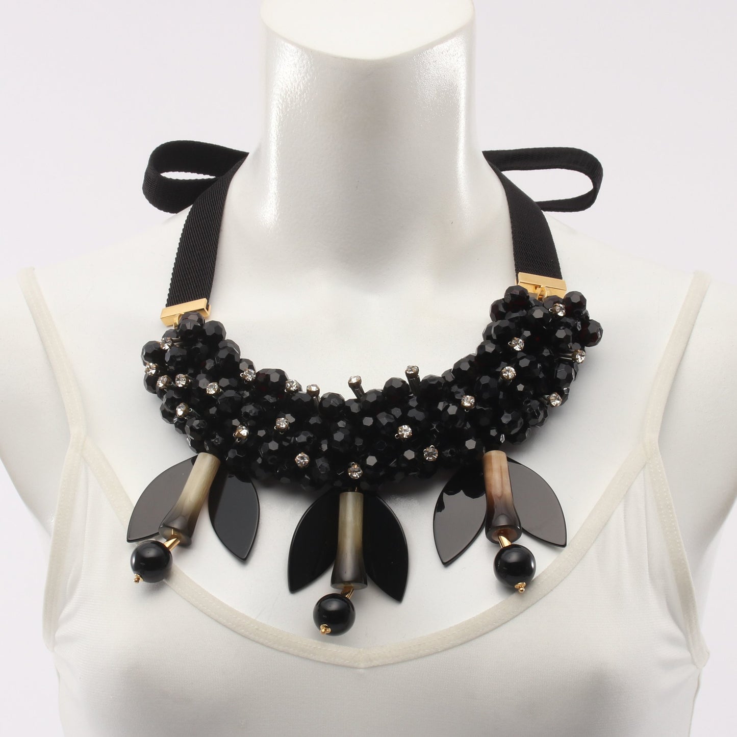 ビジュー チョーカー ファブリック ラインストーン ブラック マルニ アクセサリー MARNI