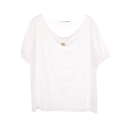 DGロゴ ダメージ加工 半袖Tシャツ コットン ホワイト ドルチェアンドガッバーナ