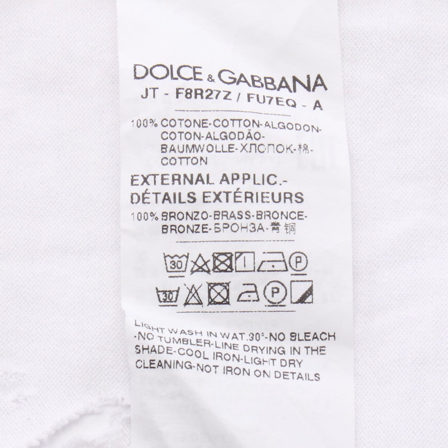 DGロゴ ダメージ加工 半袖Tシャツ コットン ホワイト ドルチェアンドガッバーナ