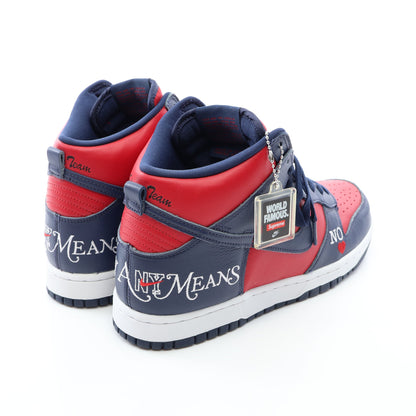 NIKE SB × Supreme Dunk High By Any Means ハイカットスニーカー レザー レッド ネイビー ナイキエスビー